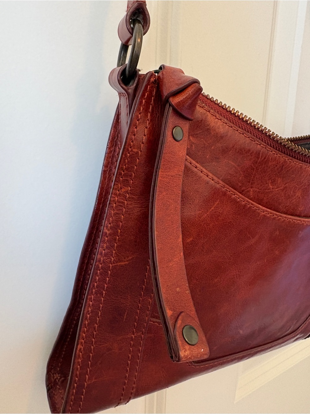 Frye Red Brown Leather Crossbody Bag - Picture 4 of 11